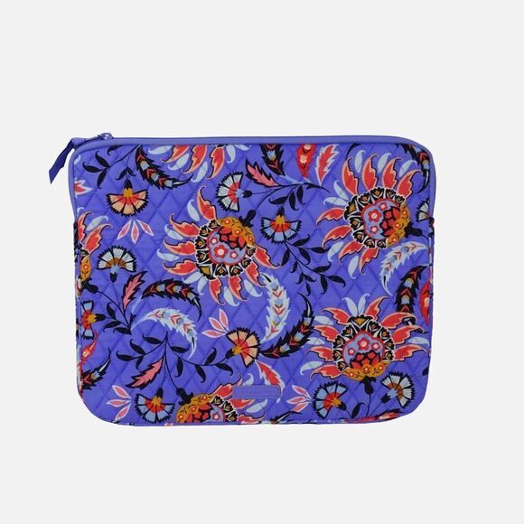 VERA BRADLEY Laptop Sleeve Case Factory Style MURAL GARDEN Floral Purple NWT $55 - Picture 1 of 8